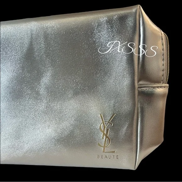 Silver-Gold YSL (Yves Saint Laurent) Beauty Cosmetic-Makeup Bag - Picture 6 of 13